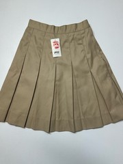 NWT Mills Uniform Girl’s Khaki Pleated Skirt Sz 22″ 8 Waist (b47)