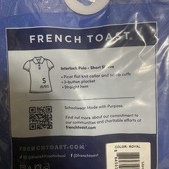 French Toast Girls’ Size Small (6/6X) Blue Short Sleeve Picot Collar Polo Shirt