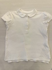 Lands End Large 6X/7 White Peter Pan Collar Ruffle Polo School Uniform Shirt LOT