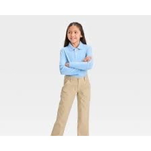 Cat & Jack Girls Khaki Straight Leg School Uniform Chino Pants Tan Size 18 NWT