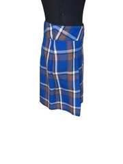 Mills Uniform Co Girls Long Pleated Blue Plaid Kick Skirt 12 Academic Preppy