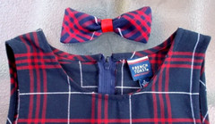 FRENCH TOAST UNIFORM JUMPER, Dark Blue/Red Pleated, FREE Hair Bow, Girl’s 8