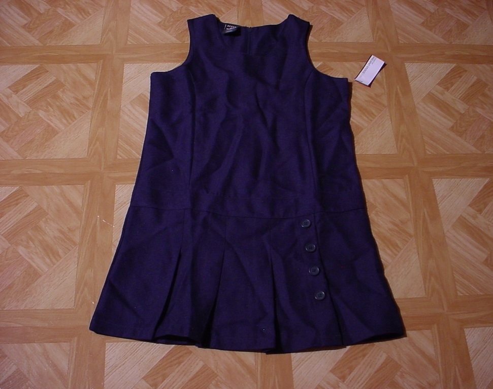 George Girls Navy Blue School Uniform Pleated Jumper Dress 10 1/2 Plus