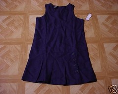 George Girls Navy Blue School Uniform Pleated Jumper Dress 10 1/2 Plus