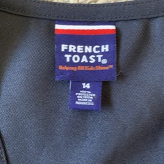 French Toast Girls Uniform Jumper Girls Size 14 Navy Blue Pleated V-neck