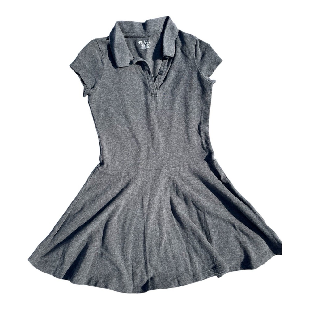 Girls 100% Cotton Gray Polo Dress School Uniform Medium 7/8 Children’s Place