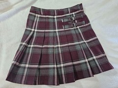 Girl’s French Toast Plaid Skort Skirt Pleated Uniform Size 10 Burgundy Checkered