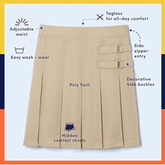 2 Pack French Toast Girls Adjustable Waist Pleated-Front Two-tab Scooter Skirt