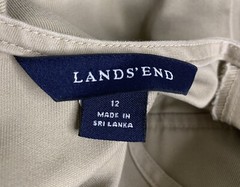 Lands’ End Girls 12 School Uniform Pleated Jumper Dress Solid Khaki Tan Beige
