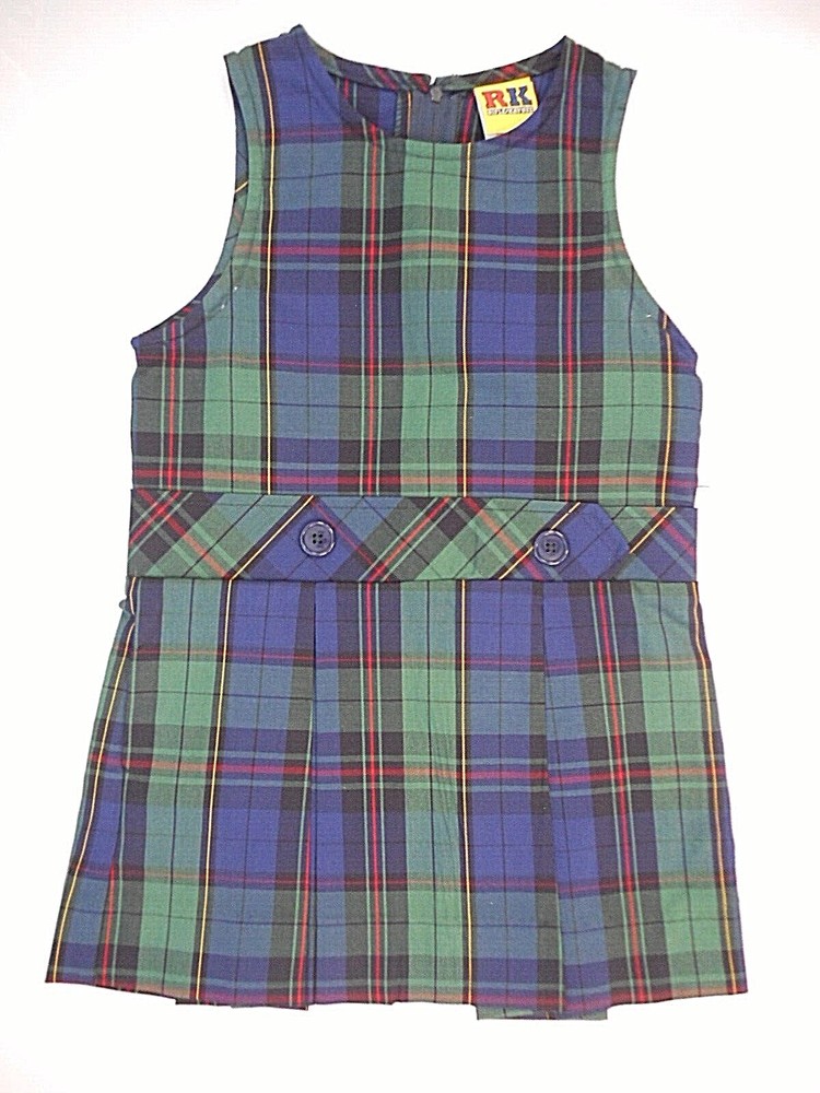Girls R/K Green Plaid Uniform Jumper Dress Reg. &plus Sizes 2 – 8 1/2