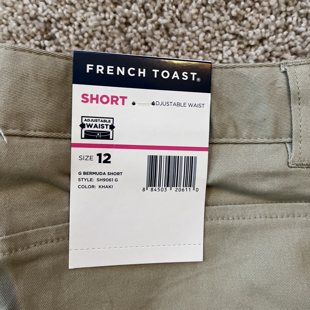 French Toast Girls Bermuda Shorts Size 12 Khaki Adjustable Waist Stretch NWT