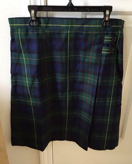 Lands’ End School Uniform Plaid A-line Skirt 14 Below Knee Hunter /Navy Plaid