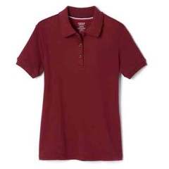 FRENCH TOAST Short Sleeve Interlock Polo with Picot Collar Burgundy Size 6