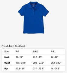 French Toast Girls’ Size Small (6/6X) Blue Short Sleeve Picot Collar Polo Shirt