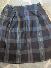 Lands End School Uniform 8 Girls Plaid blue yellow red Skort Top of Knee