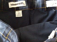 Lands’ End Size 7 School Uniform Girls Plaid Skort Top of Knee French Blue Plaid