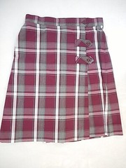Girls A+ Maroon Plaid Culotte Uniform Skort Jr. Sizes 3 Jr. – 21 Jr.