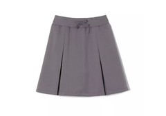 French Toast School Uniform Girls Pull-On Kick Pleat Performance Skort, Gray