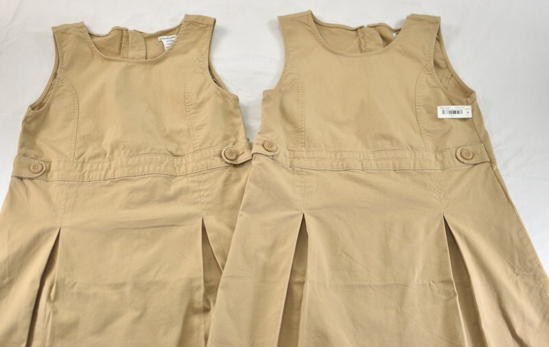 lot of 2 girl’s school uniforms size XL (12) Plus tan jumpers sleeveless zipper