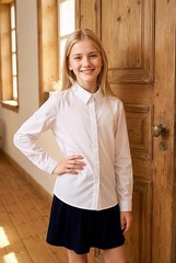 SOLOCOTE Girls White Dress Shirt Long Sleeve Uniform Blouse Formal Size 9Y