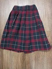 French Toast Pleated Plaid Knee Length Skirt Navy Red White Size 7
