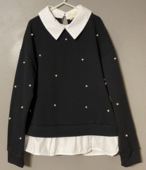 NWT BTWEEN Layer Look Pullover Pearl Shirt – Black/White – 12