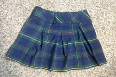 Becky Thatcher Girls Skirt sz 12 Uniform School Navy Blue Plaid Pleated Tartan