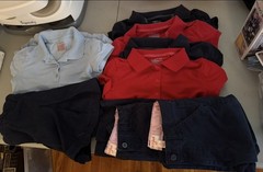Cat & Jack School Uniforms 9pc Lot Girls Size 6/7 Polo Shirts,Pants,Skirt