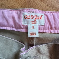 Cat & Jack Girls Khaki Straight Leg School Uniform Chino Pants Tan Size 18 NWT
