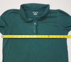 The Children Place Big Girl Uniform Ruffle Soft Stretch Pique Polo Shirt GREEN