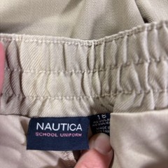 New Nautica School Uniform Pleated Beige Skort Button Elastic Ruffle Girls 16
