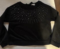 BTWEEN Girls Black Pullover Shirt Bedazzled Front And Bow In Back Size 8