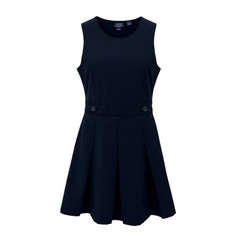 IZOD Pleated Jumper Dress Girls Size 12 Navy Blue School Uniform Twill EUC