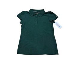 New Cat & Jack Girl Dark Green Uniform Interlock Short Sleeve Polo Shirt XL 14