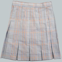 Girls A+ Blue & Orange Plaid Box Pleat Uniform Skirt Reg/1/2/Jr. Sizes 8 – 40 Jr