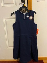 NEW GIRLS SIZE 12 WONDER NATION SCHOOL UNIFORM STRETCH PLEATED KNIT JUMPER DRESS