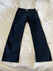 LANDS END Navy School Uniform Plain Front Chino Pants Girls Size 8