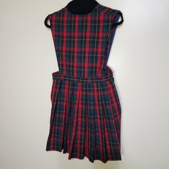 Schoolbelles Girls V-Neck Pleated Tartan Plaid Jumper Uniform Size 10X Red Green