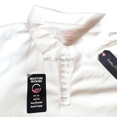 NWT Nautica Juniors White School Uniform Polo Shirt Short Sleeve UPF50 SMALL 3/5