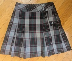 Schoolbelles Tartan Plaid Uniform Skirt 24 Waist Gray,Green,Red Plaid Pleated