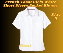 French Toast Girls School Uniform Short Sleeve White Shirt , Size 4