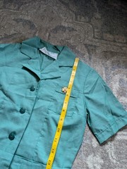 VTG Girl Scouts Uniform Dress Girls Size Green Cotton Button Front 60s Sz 6-7