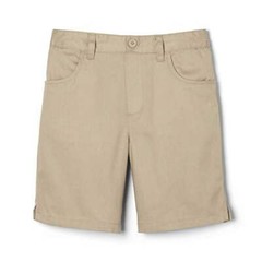 French Toast Pull-On Twill Shorts Girls Size 7 Khaki Cotton Blend Scoop Pockets