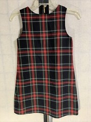 Parker Girls Plaid School Uniform Jumper ~ Size 7 Black Red Green Sleeveless