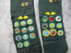 Vintage Girl Scouts Uniform Lot Beret Medium Wool Sashes Belt Pins Made England