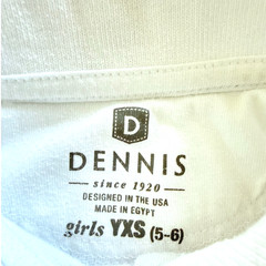 Dennis Uniform White Polo Shirt Size YXS 5-6 Short Sleeve Girls School Uniform
