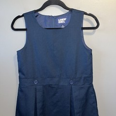 Lands End School Uniform Jumper Girls sz 12 Classic Navy Dress Kids EUC