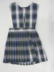 Girls A+ V-Slit Green/White Plaid Knife Pleat Uniform Dress Sizes 3 – 14 1/2