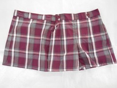 Girls A+ Maroon & White Plaid 2-Button Box Pleat Uniform Skort Reg. Size 6X