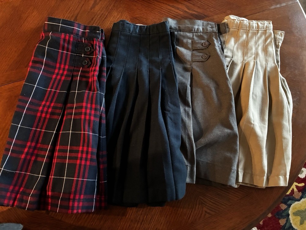 Set Of 4 Sz 8 LANDS END Knee Length Uniform Skirts Modest
